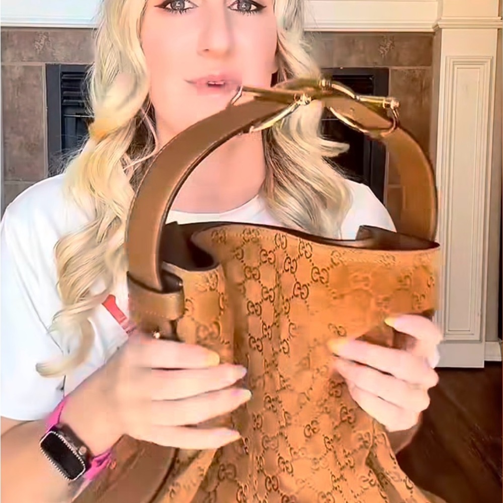 Brown Suede Monogram Hobo Bag - Picture 2 of 10